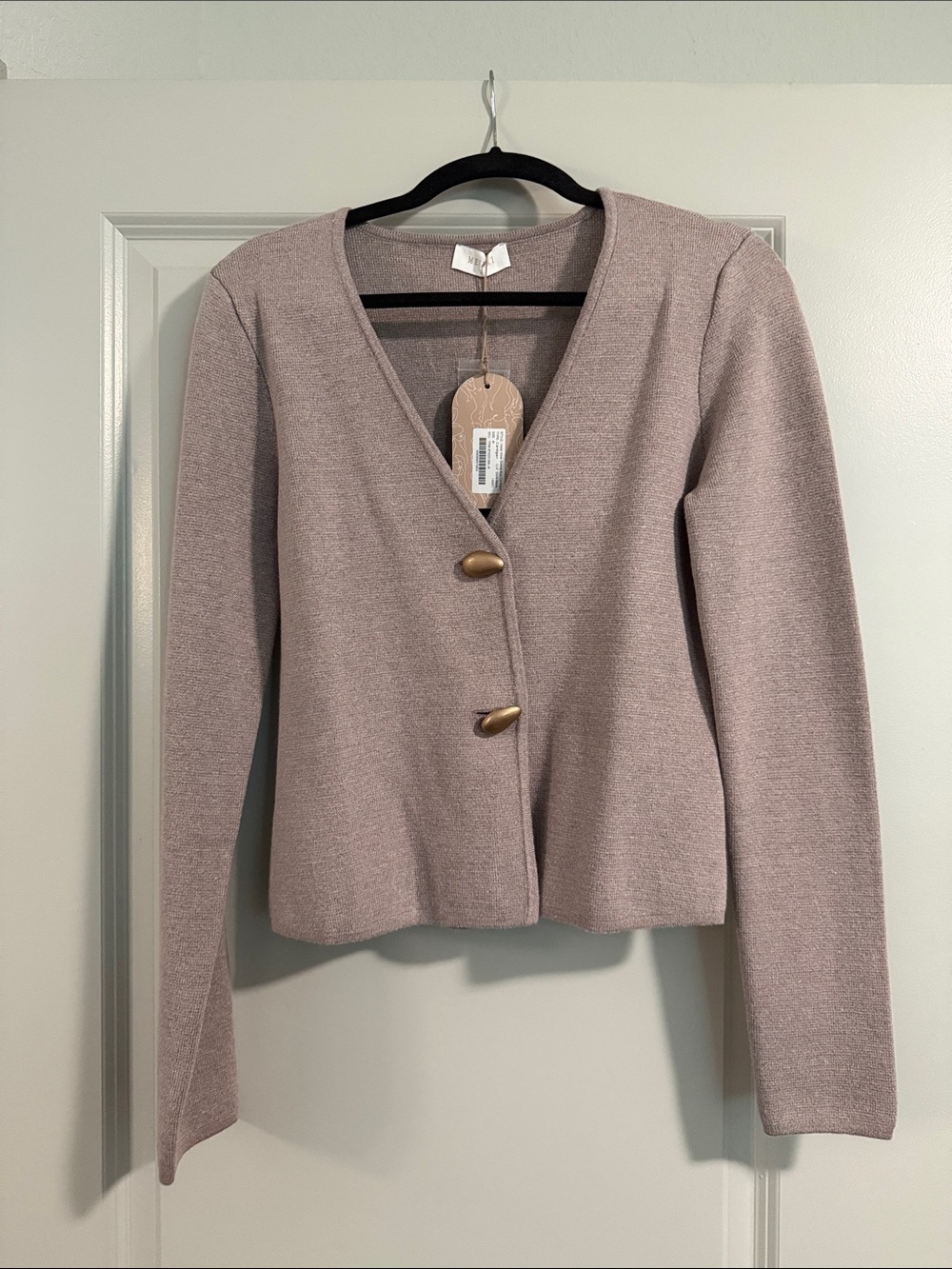 Meshki Tan V-Neck Button Cardigan